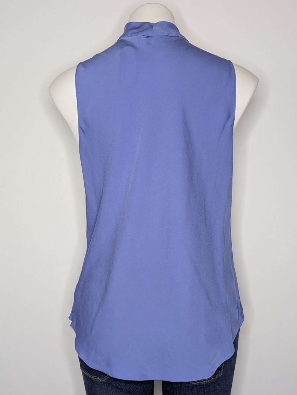 Theory Periwinkle Blue Sleeveless Slouch Neck Silk Blouse L - Picture 3 of 5